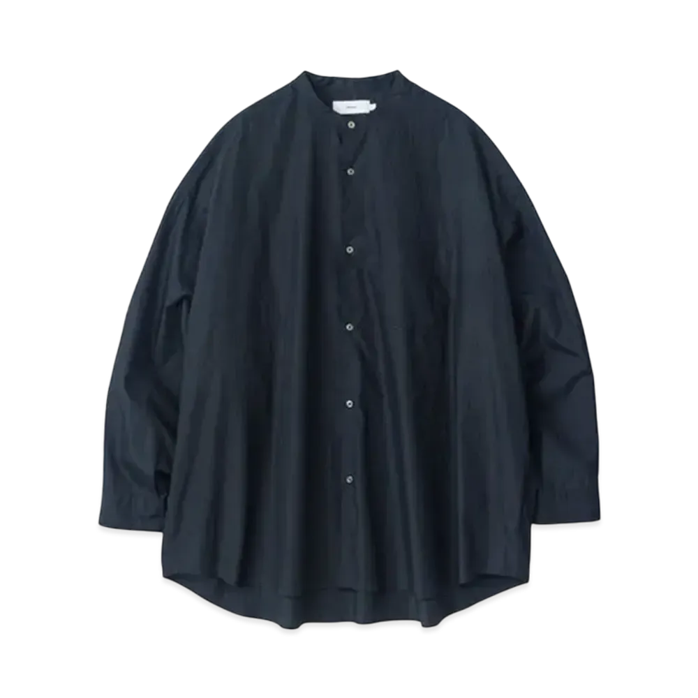 Graphpaper Broad L/S Oversized Band Collar Shirt "Green Stripe"