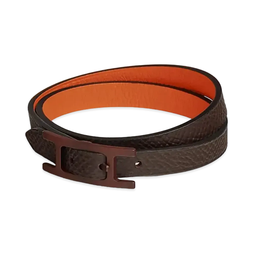 Hermes Behapi Double Tour So Brown Bracelet "Havane/Orange"