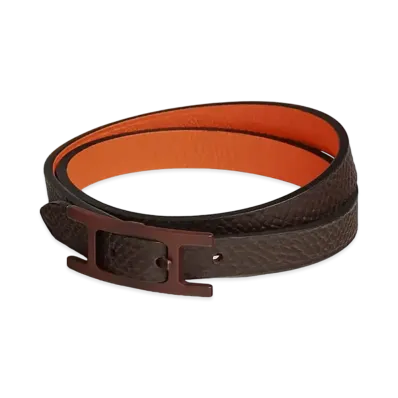 Hermes Behapi Double Tour So Brown Bracelet "Havane/Orange"