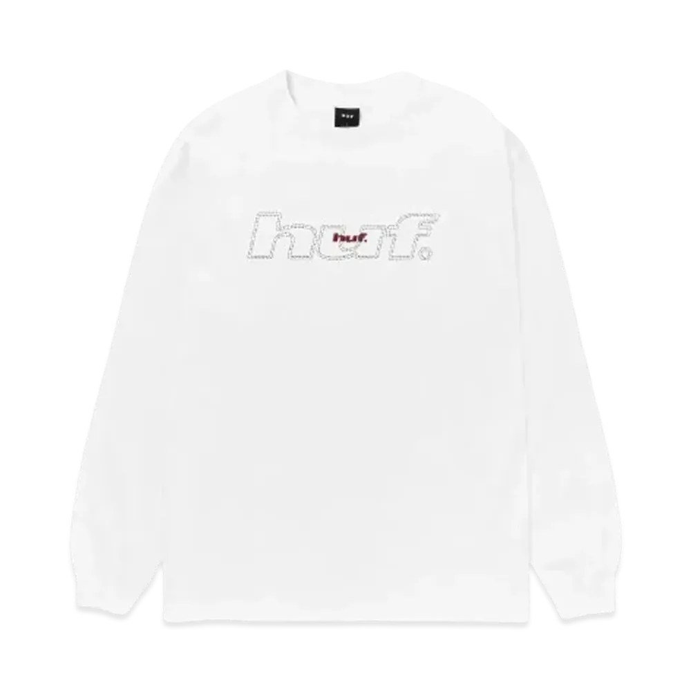 HUF Fall 24 Distressed Logo Long Sleeve Tee "White"