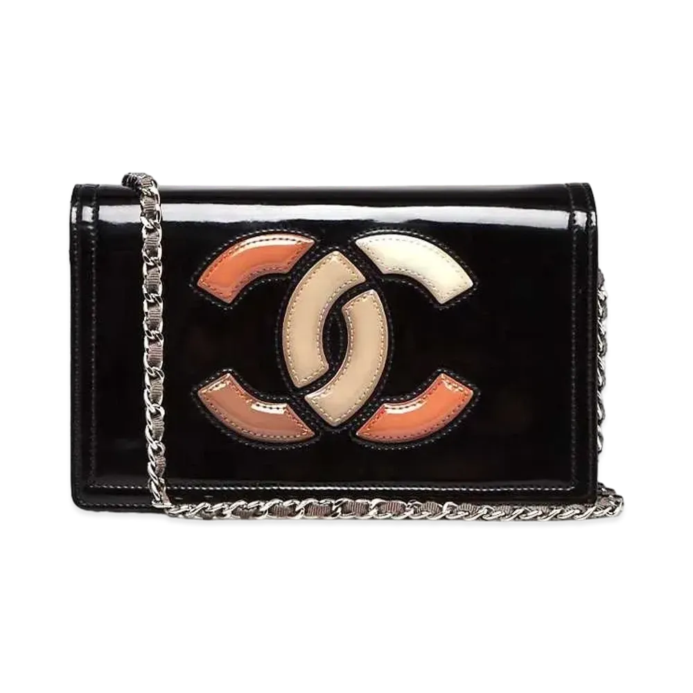 CHANEL Patent Vinyl Lipstick Shoulder Bag "Black"