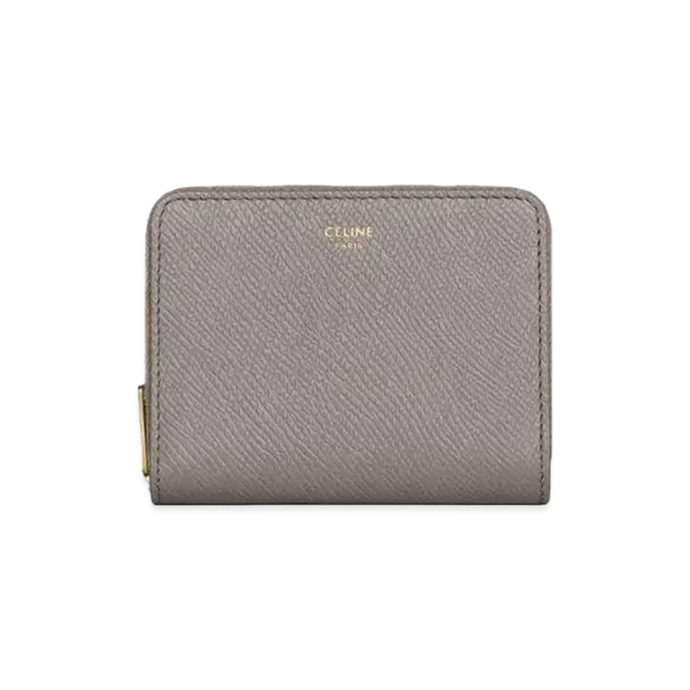 CELINE Compact Zipped Wallet in Grained Calfskin  "Pebble"