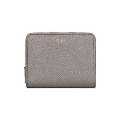 CELINE Compact Zipped Wallet in Grained Calfskin "Pebble"