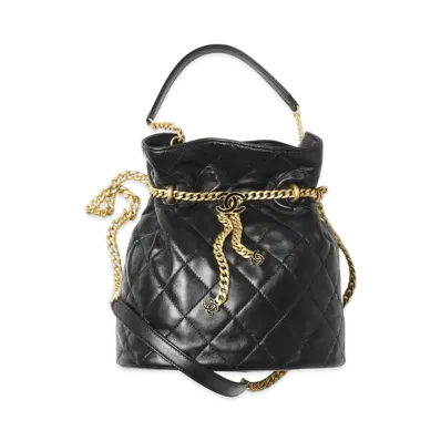 CHANEL Bucket Bag Lambskin & Enamel "Black"