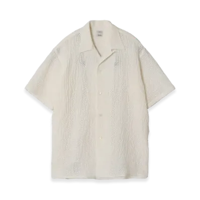 YOKE Embroidery Lyocell Ramie Lawn Open Collar Shirt "White"