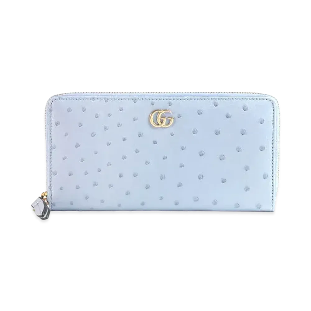 GUCCI Ostrich Zip Around Wallet "Light Purple Ostrich"