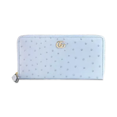 GUCCI Ostrich Zip Around Wallet "Light Purple Ostrich"