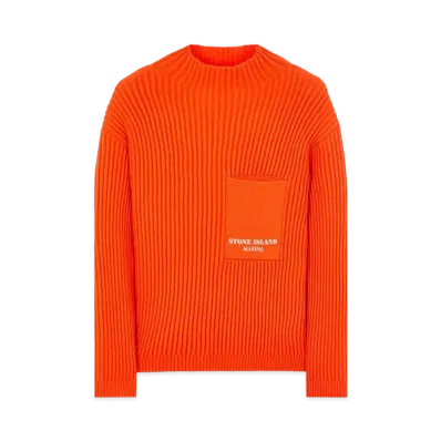 Stone Island 543Xa Marina Funnel Neck Knit "Lobster Orange"