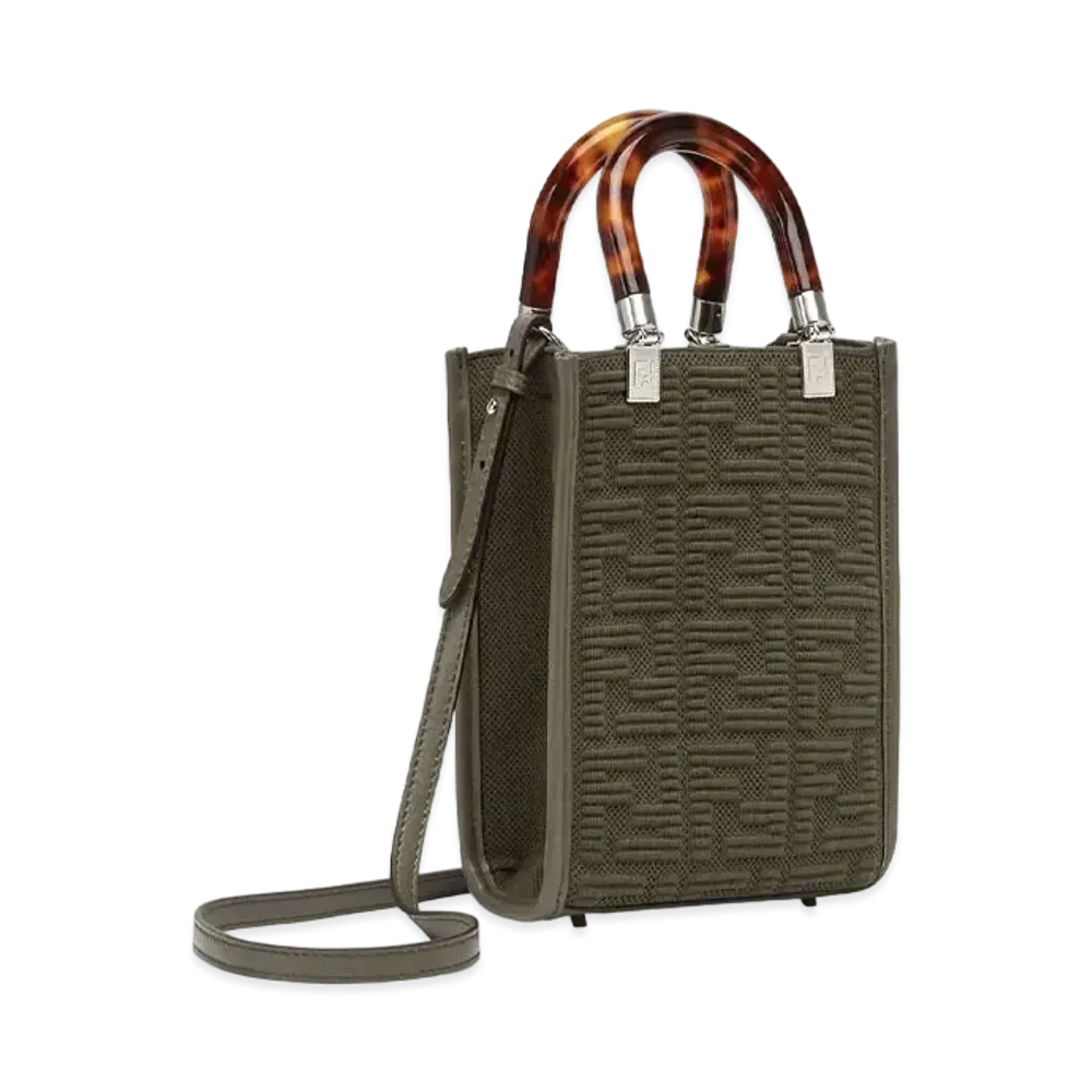 FENDI Sunshine Shopper Small Ff Fabric Mini Bag "Green"
