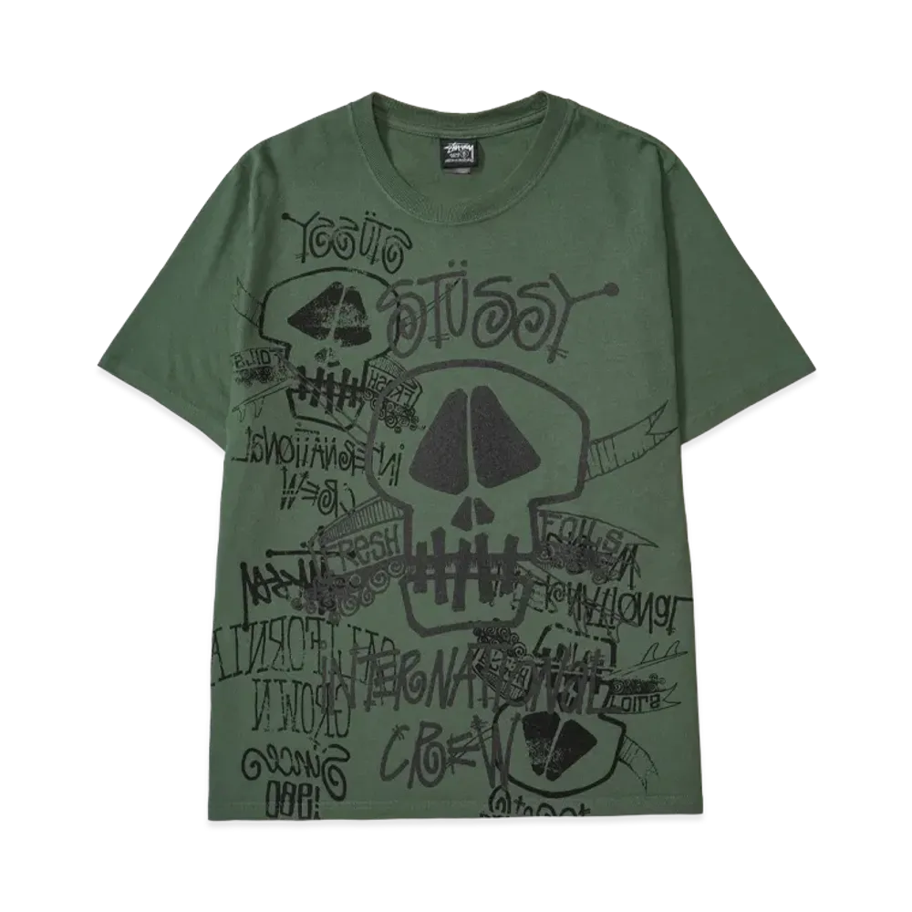 Stussy Skulls Tee Pigment Dyed "Pine"