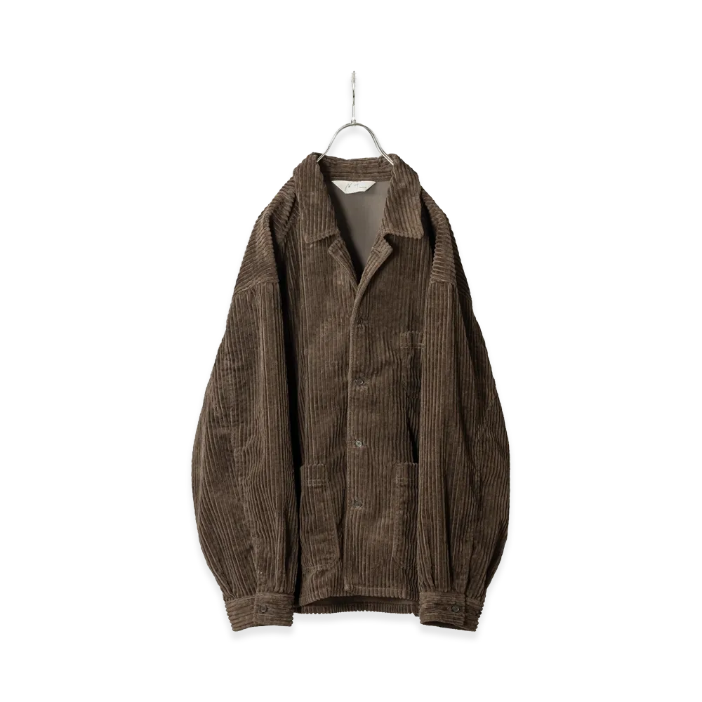 ANCELLM Corduroy Open Collar Shirt "Brown"