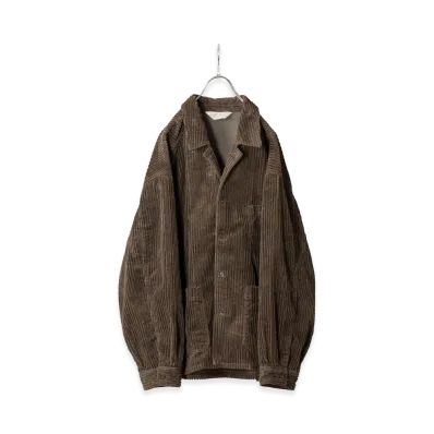 ANCELLM Corduroy Open Collar Shirt "Brown"