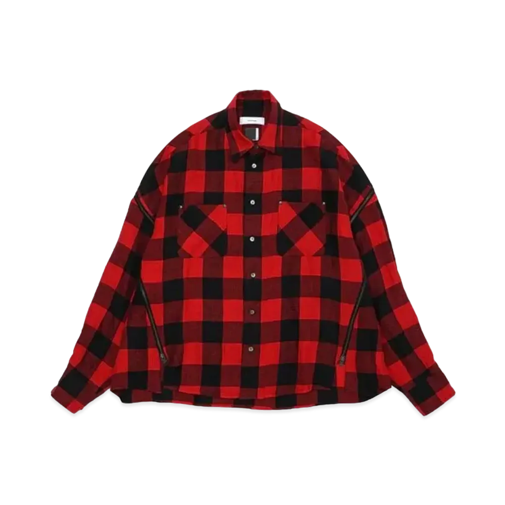 FACETASM Buffalo Check Zip Shirt "Red Check"