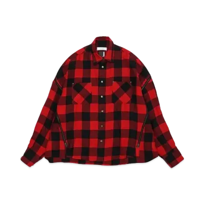 FACETASM Buffalo Check Zip Shirt "Red Check"