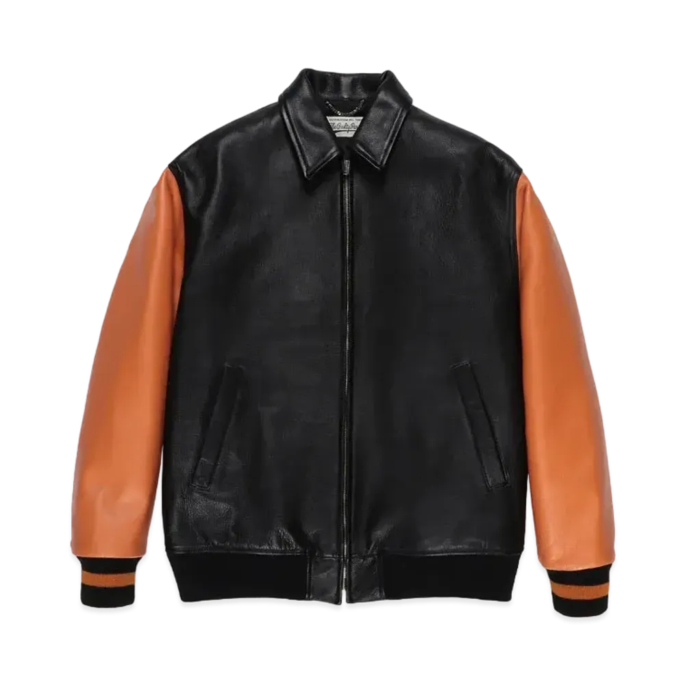 WACKO MARIA LEATHER VARSITY JACKET "Orange"