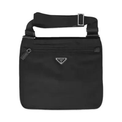 PRADA Tessuto Saffiano Nylon Shoulder Bag "Black"