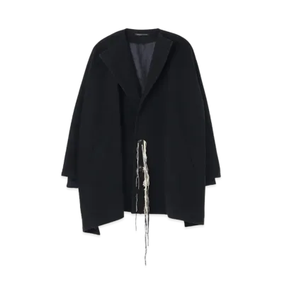 Yohji Yamamoto Y's WOOL MOSSER NO COLLAR SHORT COAT "Navy"
