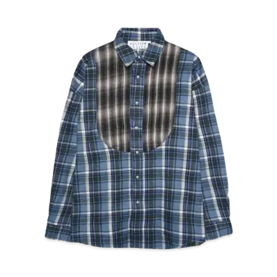 el conductorH COMBINATION CHECK FLANNEL SHIRT "BLUE"