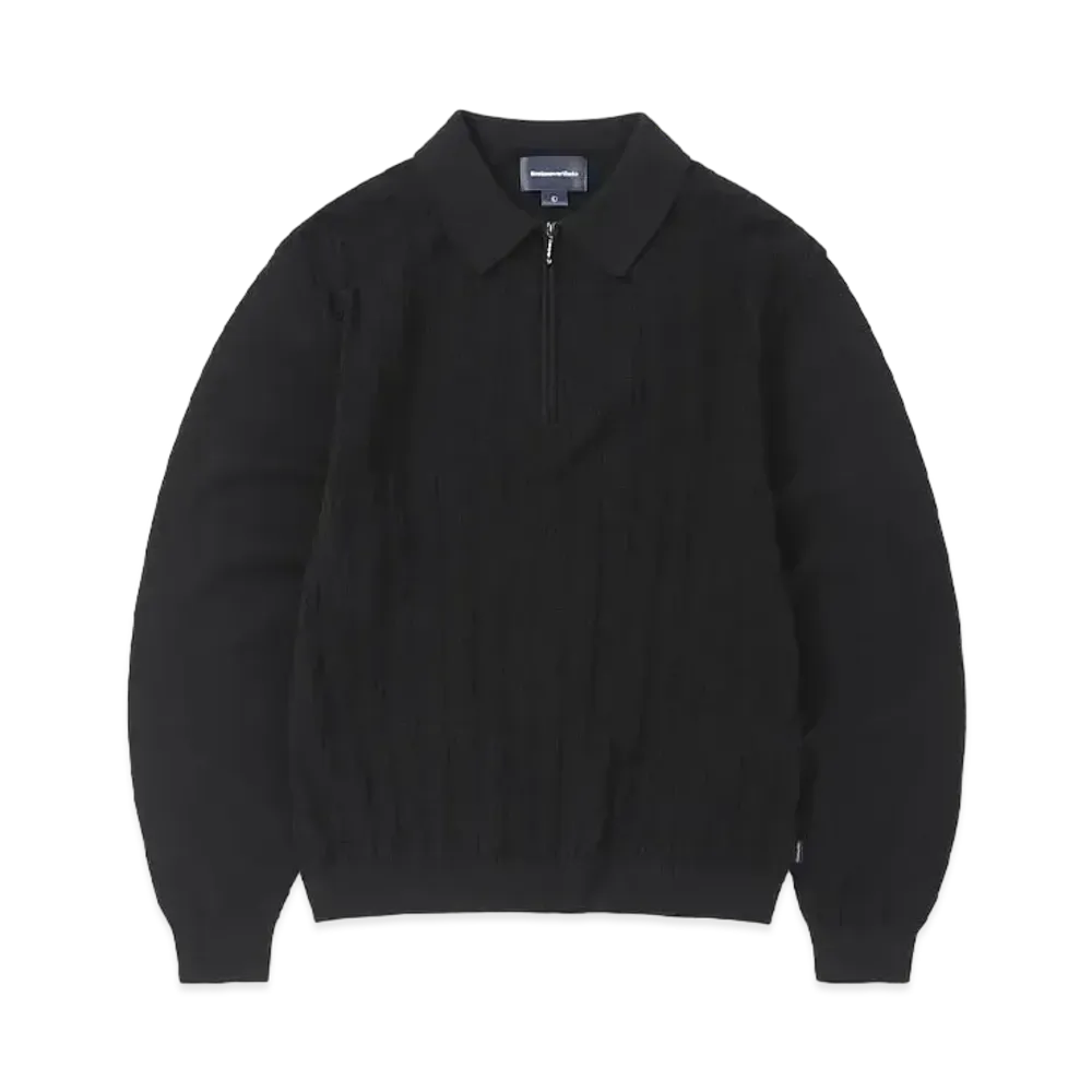 thisisneverthat Cable Knit Zip Polo "Black"