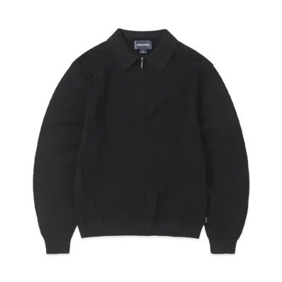 thisisneverthat Cable Knit Zip Polo "Black"