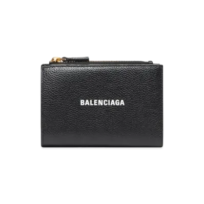 BALENCIAGA Cash Folded Vertical Card Holder "Black"
