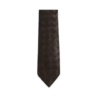 Bottega Veneta Intrecciato Leather Tie "Fondente"