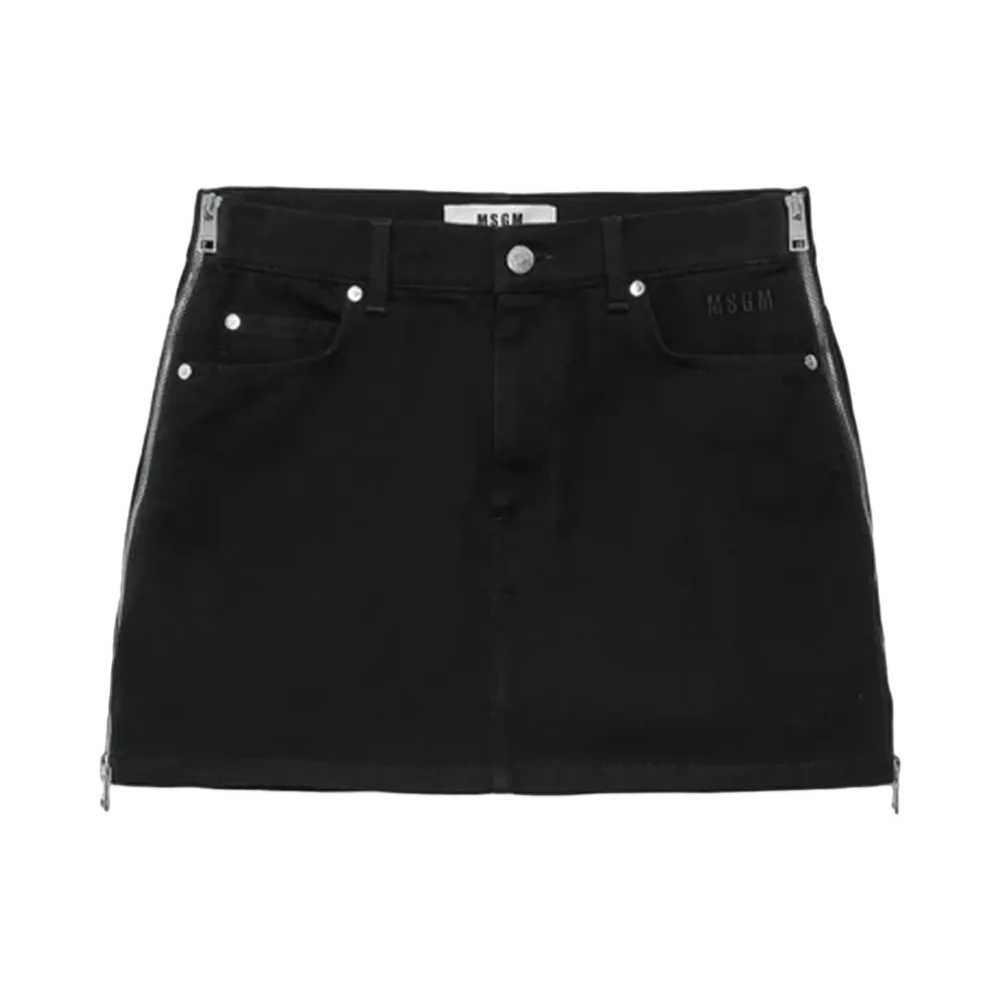 MSGM Denim Miniskirt With Zipper "Black"