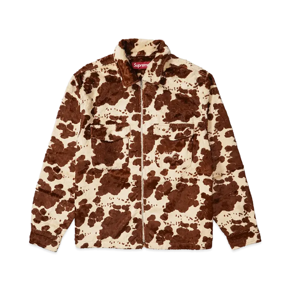 Supreme Faux Fur Zip Up Shirt "Cow"