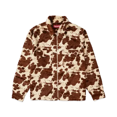 Supreme Faux Fur Zip Up Shirt "Cow"