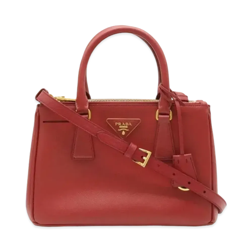 PRADA Galleria Saffiano Leather Shoulder Bag "Red"