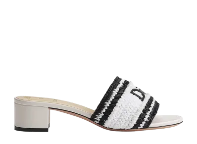 Dior Women's Dioriviera Dior Woven Heeled Slide Technical Fabric "White"