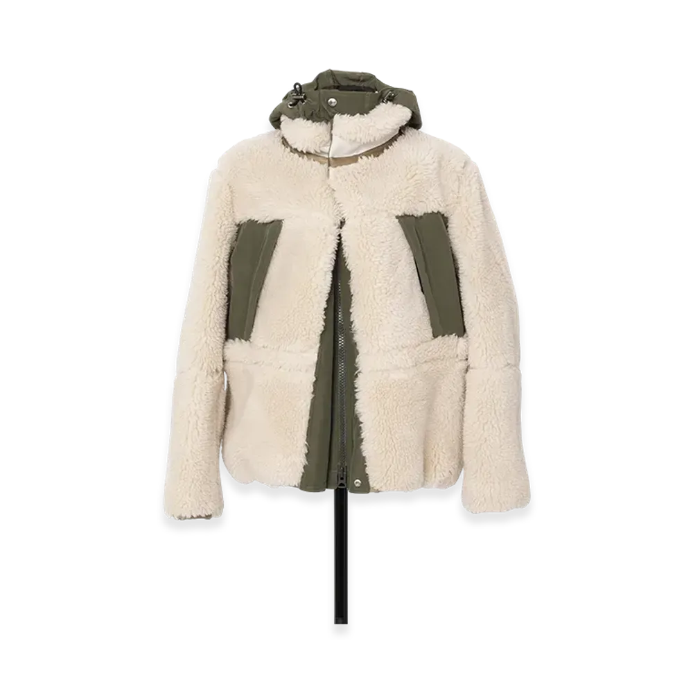 sacai Faux Shearling Blouson "Ecru/Khaki"