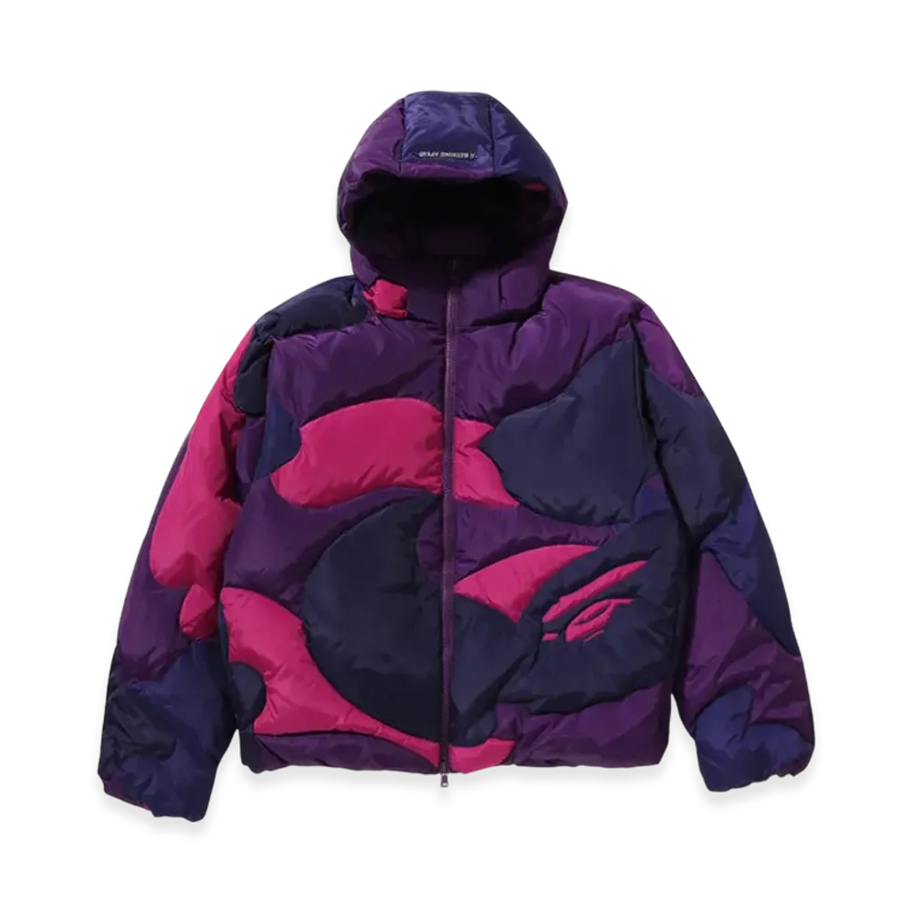 A BATHING APE Mega Color Camo Quilted Down Jacket "Purple"