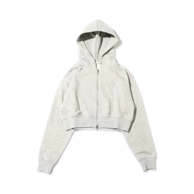 atmos pink Heart Logo Short Zip Hoodie "Gray"
