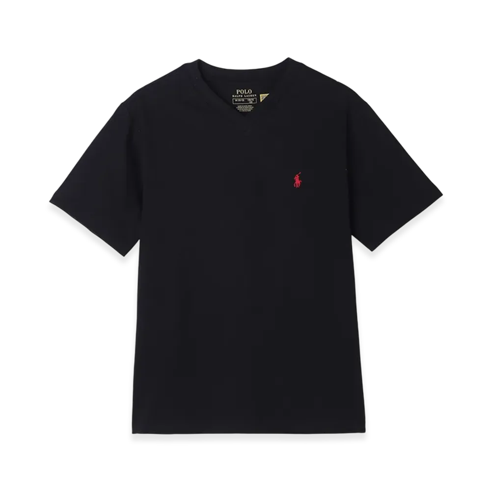 Polo Ralph Lauren Short-Sleeve Cotton Jersey V-Neck Tee (Boys) "Black"