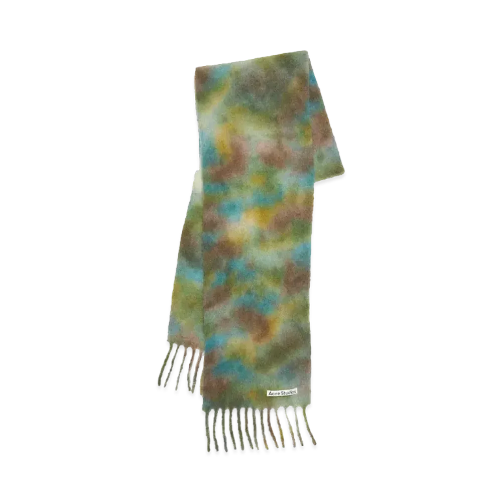 Acne Studios Wool Mohair Tie-Dye Scarf "Acid Green/Lavender Blue"
