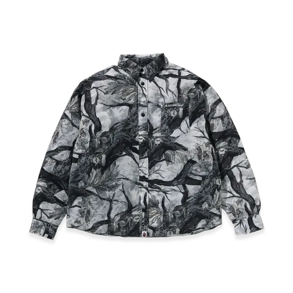 A BATHING APE Tree Edge Camo Down Shirt Jacket "White"
