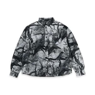 A BATHING APE Tree Edge Camo Down Shirt Jacket "White"