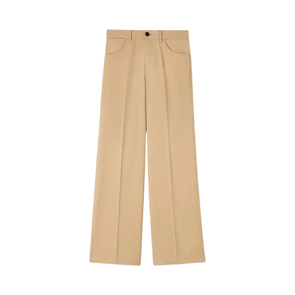 Jil Sander Women's Lightweight Wool Gabardine Trousers "Dark Beige"