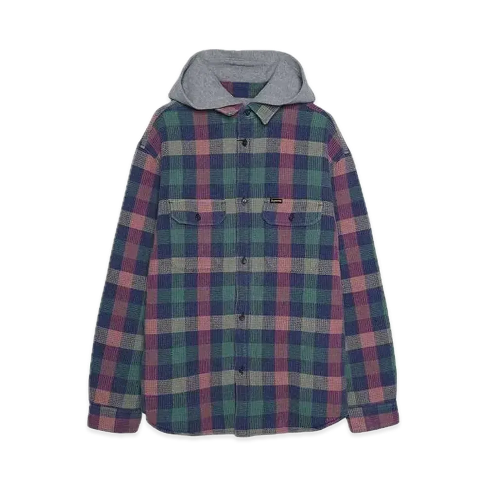 Supreme Waffle Plaid Hooded Shirt "Multi"