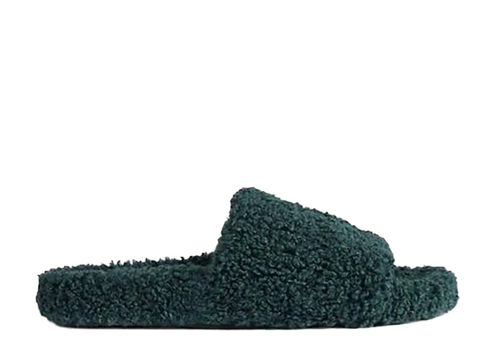 BALENCIAGA Furry Open Mule "Bottle Green"