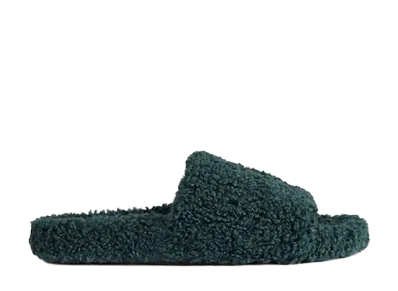 BALENCIAGA Furry Open Mule "Bottle Green"