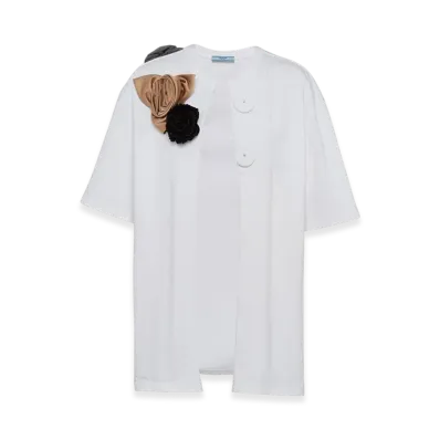 PRADA Women's Jersey Top with Appliques "White"