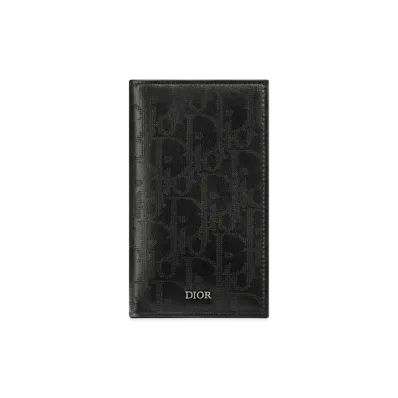 Dior Two-Folded Long Card Holder Dior Oblique Galaxy Leather "Black"