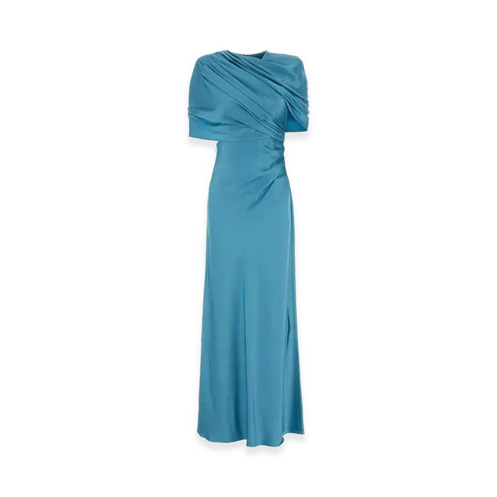 STELLA McCARTNEY Women's Light- Satin Long Dress "Lightblue/Blue"