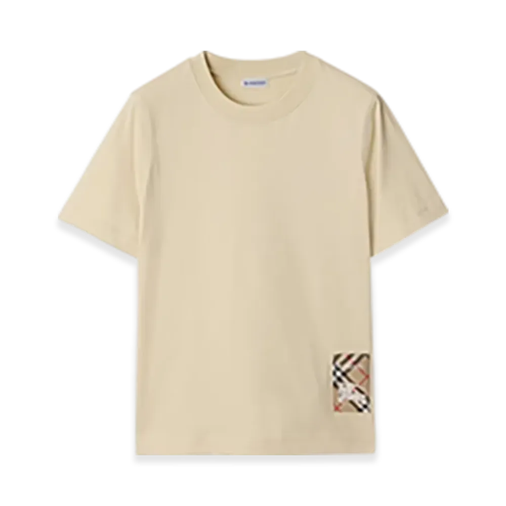 Burberry Check Label Cotton T-shirt "Nutmeg"