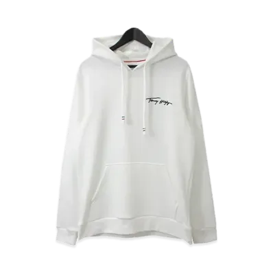 TOMMY HILFIGER Signature Pique Pullover Hoodie American Casual Sweatshirt Hoodie Unzi Wear "White"