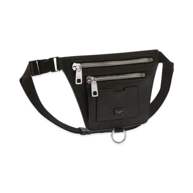 Dolce&Gabbana Palermo Waist Pouch Hammard Calfskin Logo Plate "Black"