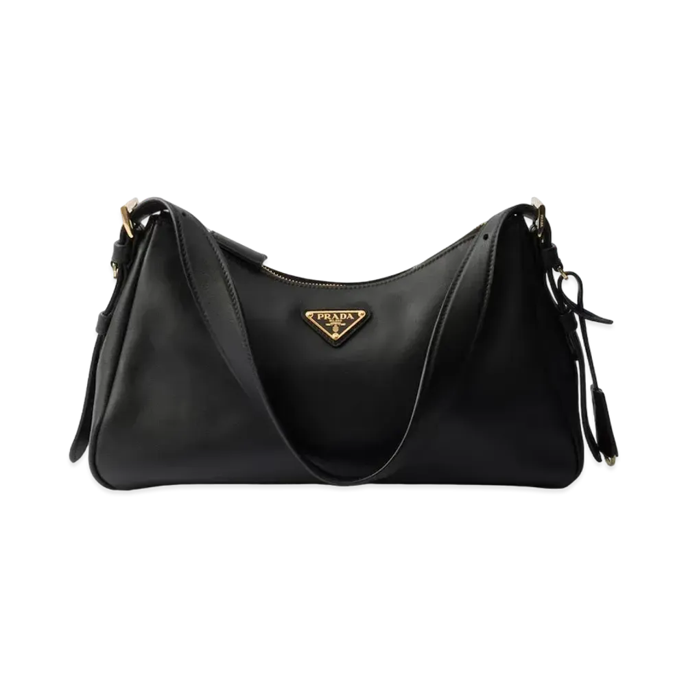 PRADA Aimee Medium Leather Shoulder Bag "Black"
