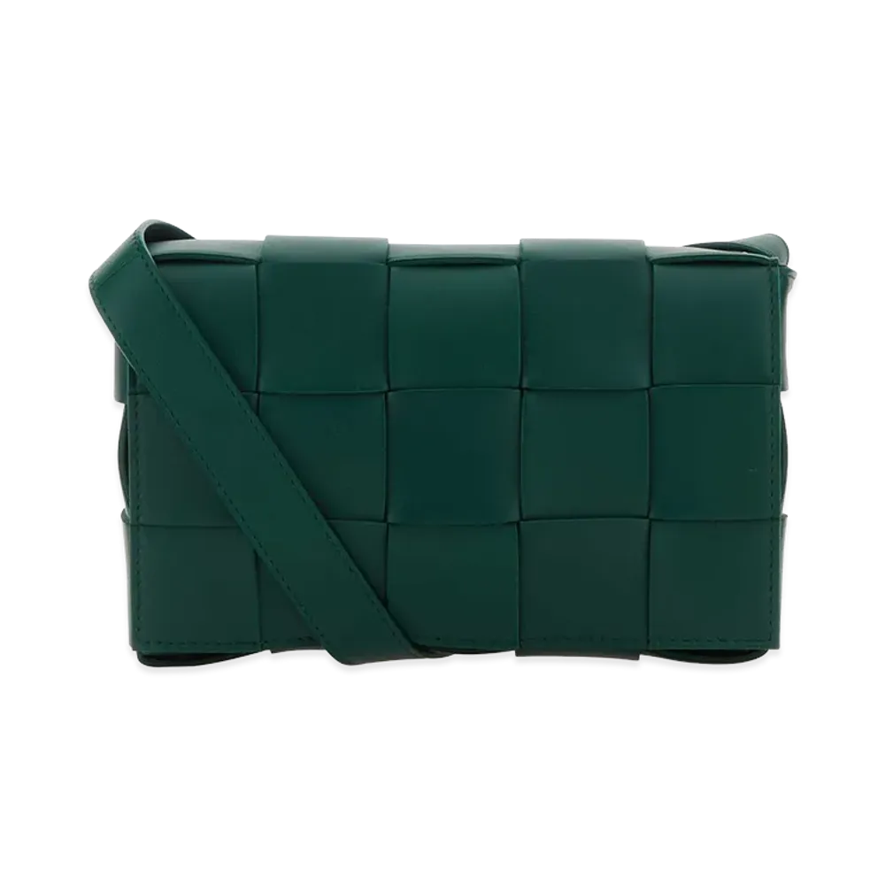 Bottega Veneta Women's Nappa Leather Cassette Crossbody Bag "Bottle Green"